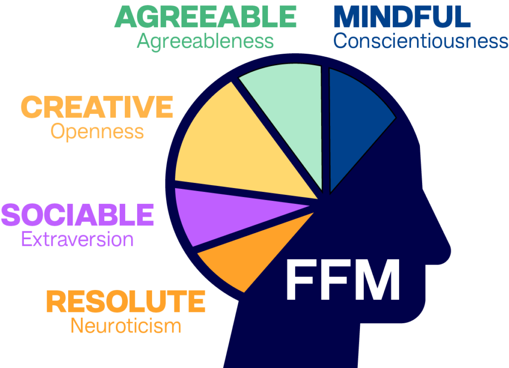 The Five Factor Model - Mindful, Agreeable, Creative, Sociable and Resolute